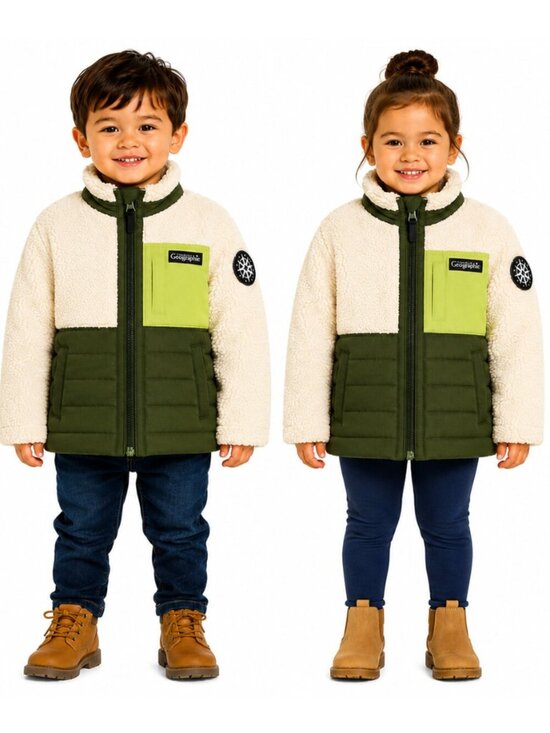 Canadiana Other - Canadiana Kids Jacket Sherpa Fleece Green and Cream Unisex Toddler Size 3T